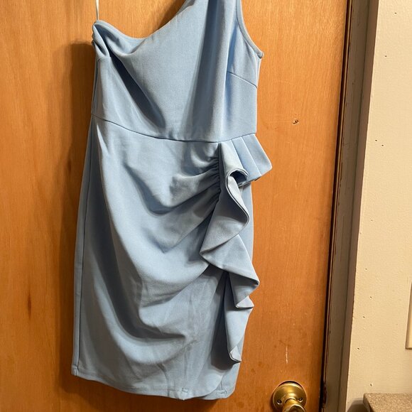 Light Blue One-Shoulder Maternity Dress – Size Small - Picture 5 of 5